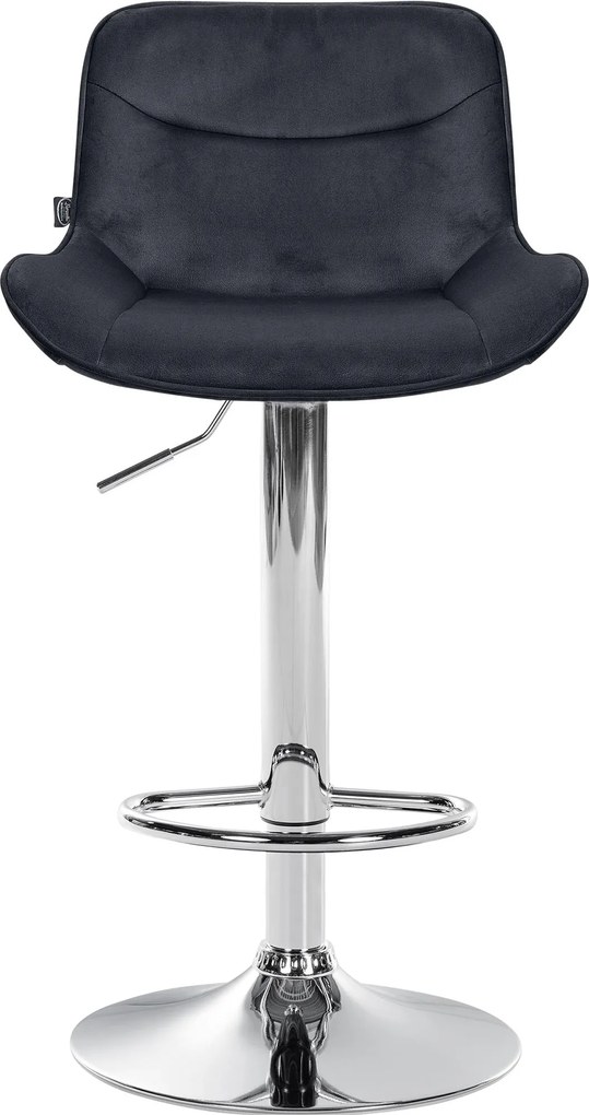 Barová stolička Vonore - zamat, chróm rám - Čierna