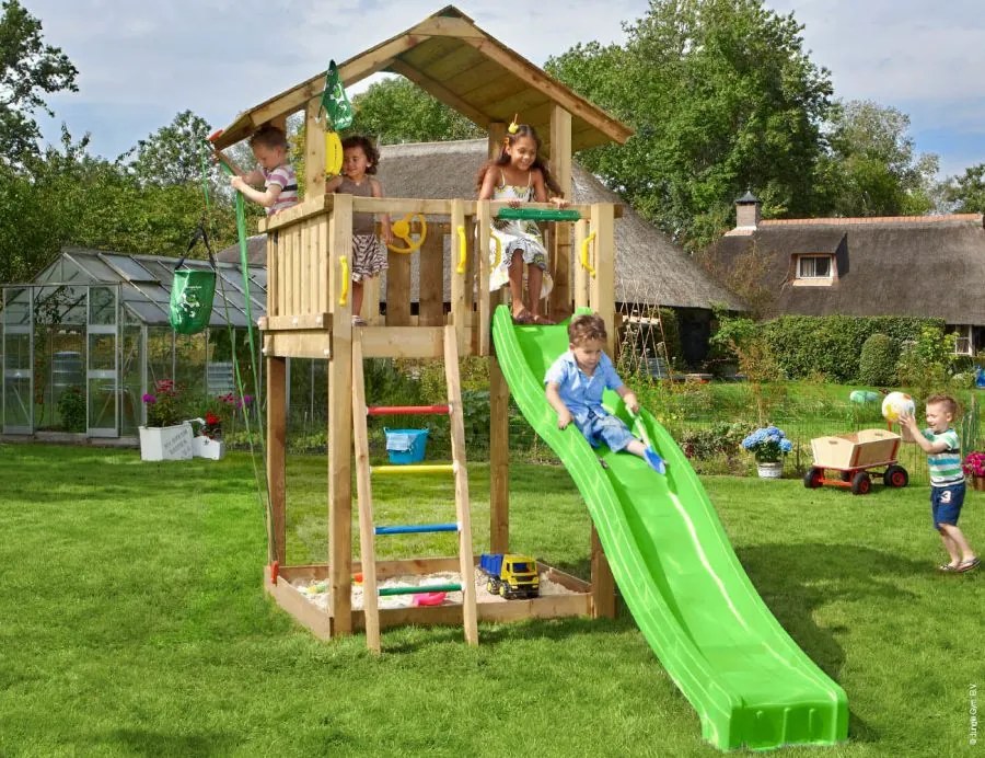 Ihrisko Jungle Chalet so šmykľavkou a modulom Climb Frame 2.0