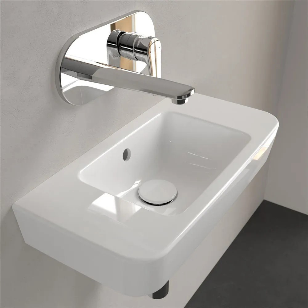 VILLEROY & BOCH O.novo Compact závesné umývadielko bez otvoru, s prepadom, 500 x 250 mm, biela alpská, s povrchom AntiBac a CeramicPlus, 434252T2