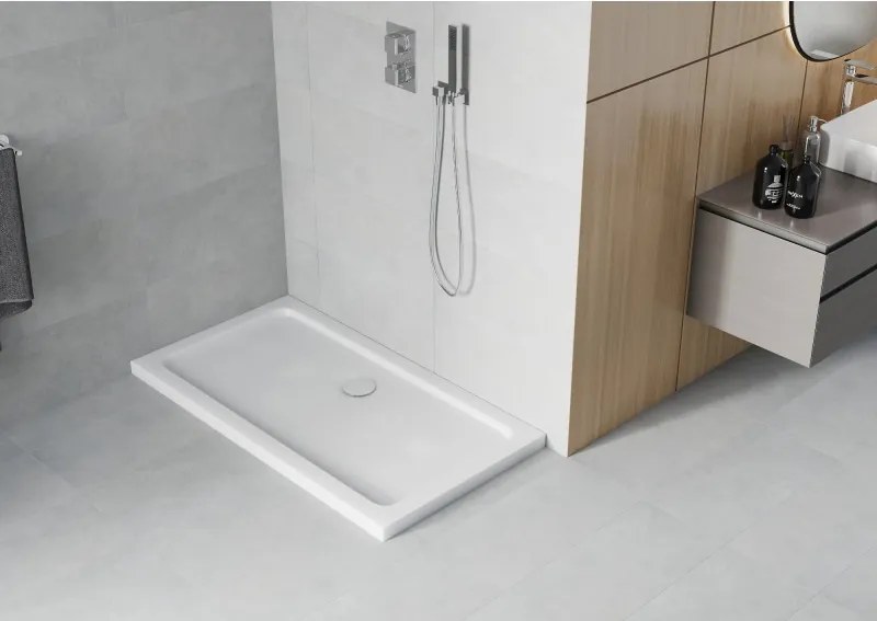 Mexen Flat obdĺžniková vanička slim 120 x 70 cm, biela, sifón chróm - 40107012