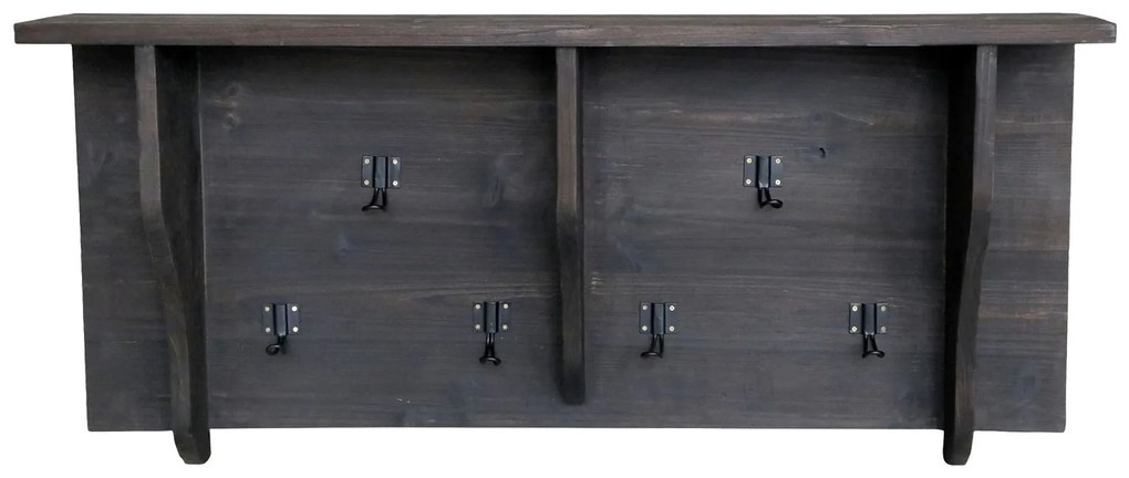 Hnedá drevená polička s háčikmi Bourseiller - 99*18*45 cm