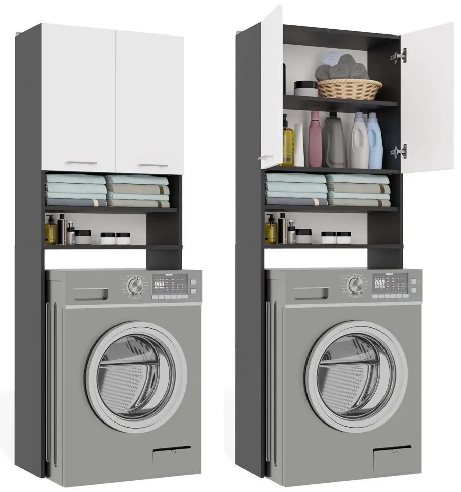 Kúpeľňová skrinka nad práčku POLA DK biela/antracitová