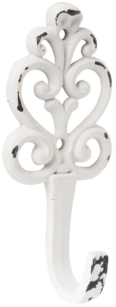Biely nástenný háčik s patinou - 5 * 3 * 12 cm