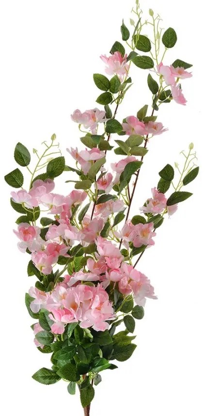 Zelená umelá vetvička s ružovými kvetmi - 25*15*88 cm