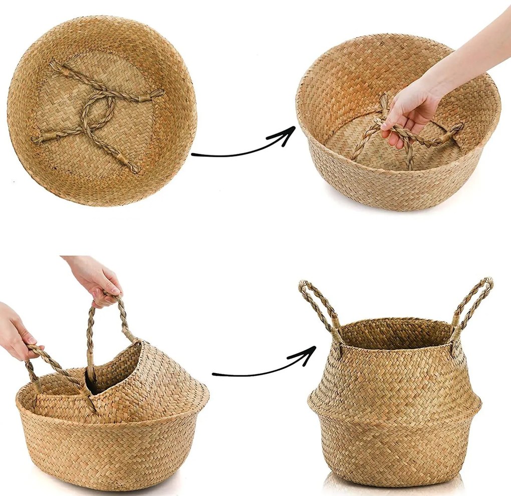 Tutumi Tutumi, prírodný kôš Boho 32x32x28 cm 381181B, hnedá-biela, HOM-06660