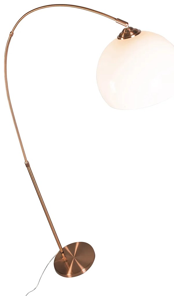 Moderná oblúková lampa medená s bielym tienidlom - Arc Basic