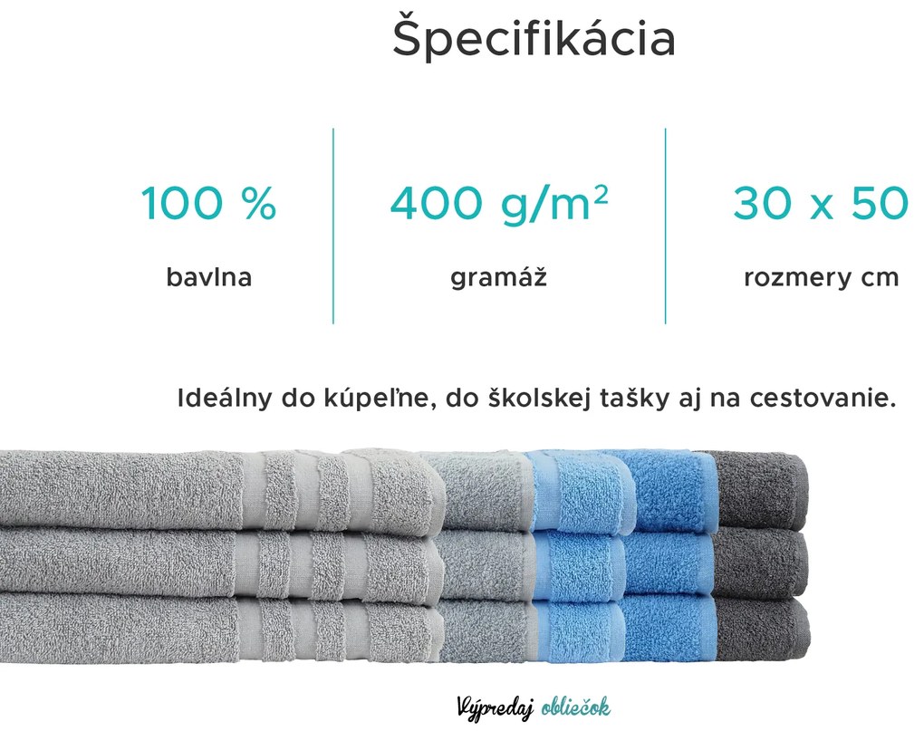 Detský uterák LINEA 30x50 cm tmavosivý, 100% bavlna