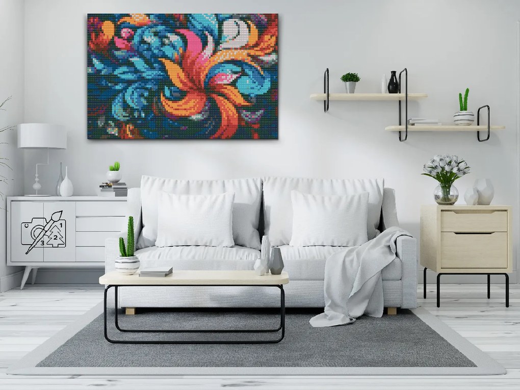 Gario Diamantové maľovanie Abstraktné listy Rozmery: 40 x 60 cm, Rámovanie: S vnútorným rámom, Diamanty: Okrúhle