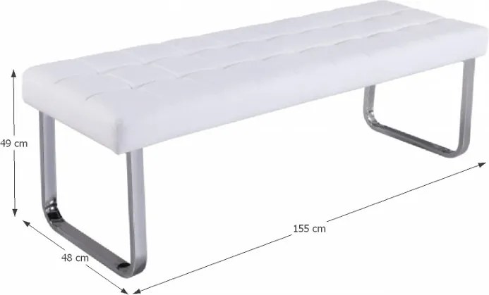 KONDELA Brand čalúnená lavica biela / chróm