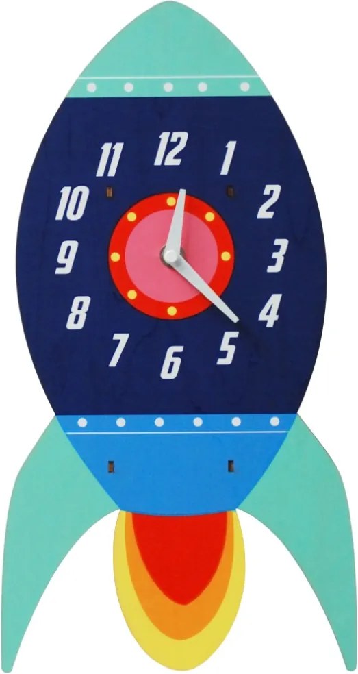 Rex London Detské drevené nástenné hodiny - Raketa 37,5 cm
