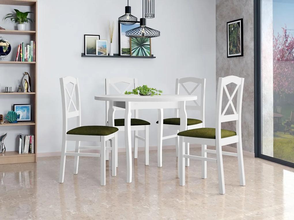 Okrúhly stôl so 4 stoličkami - AL55, Morenie: biela, Poťahové látky: Zetta 297