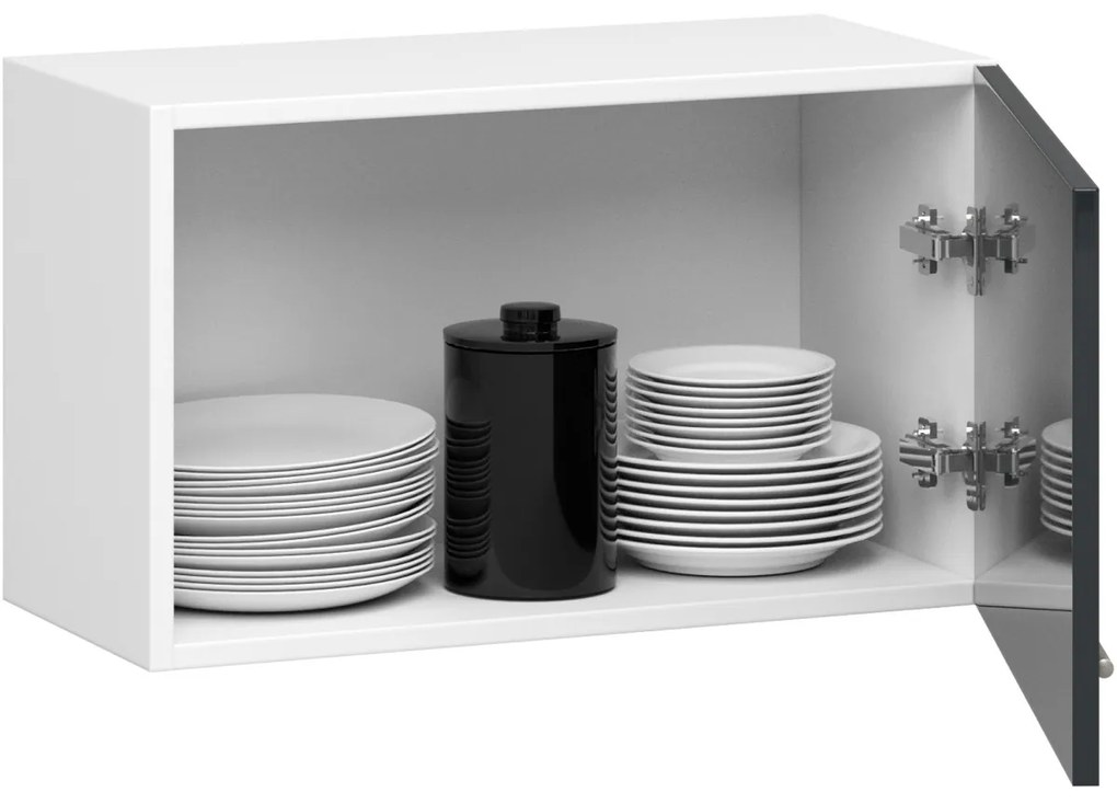 Závěsná kuchyňská skříňka Olivie W 60 cm bílá/grafit lesk
