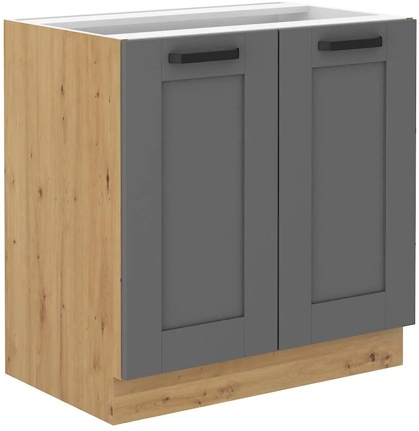 Dolná kuchynská skrinka Lucid 80 D 2F BB (korpus: dub artisan + front: mdf dustgrey). Vlastná spoľahlivá doprava až k Vám domov. 1134744
