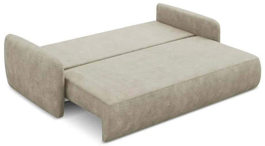 Béžová ženilková rozkladacia/s úložným priestorom pohovka 218 cm Lilo – Makamii