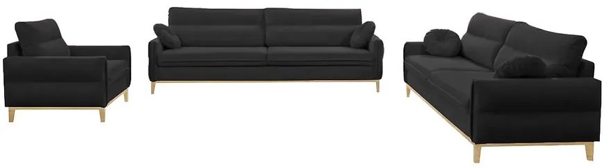 Sedacia súprava Bellano 3/2/1 Black-Kronos 7 CZ DR.natura