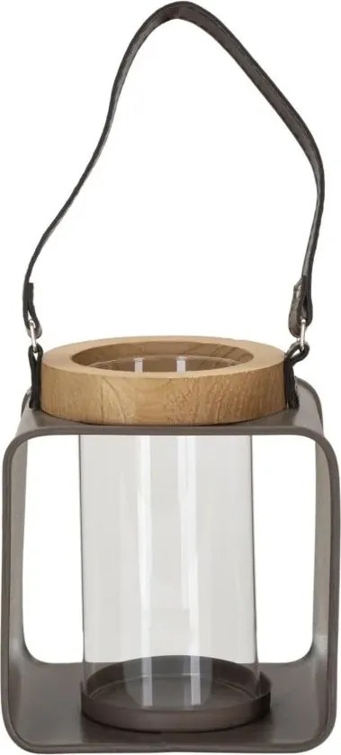 Lucerna Sklo 18 cm hnedá/číra