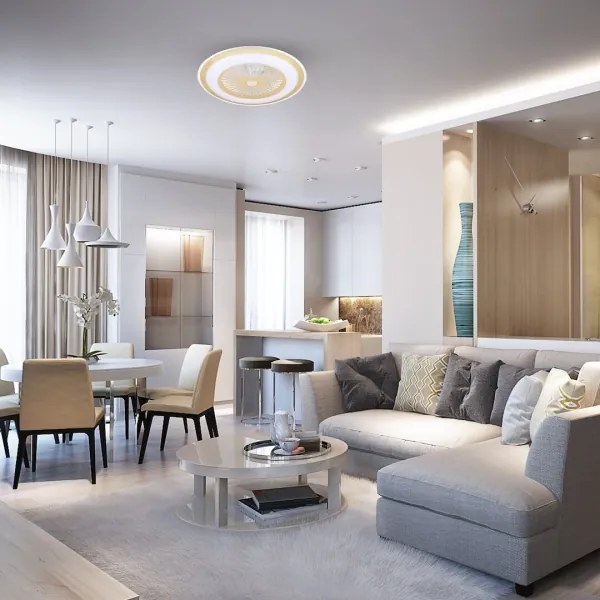 LED Stmievateľné stropné svietidlo s ventilátorom ZEPHYR LED/48W/230V zlatá + DO