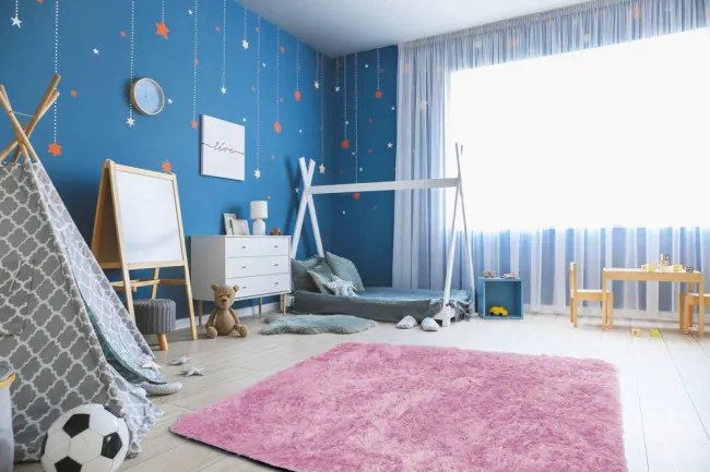 Protišmykový koberec SHAGGY ružový