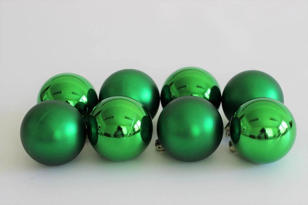 Zelené plastové vianočné gule 8cm 8ks