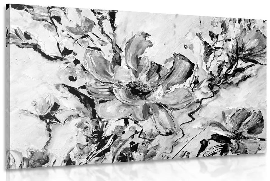 Obraz maľované kvety leta v čiernobielom prevedení Varianta: 90x60