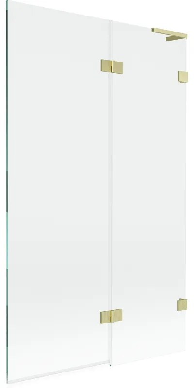 Mexen Lunar L, 2-krídlová vaňová zástena pravá 110 x 150 cm, číre sklo, zlatá matná, 897L-110-100-55-00-P