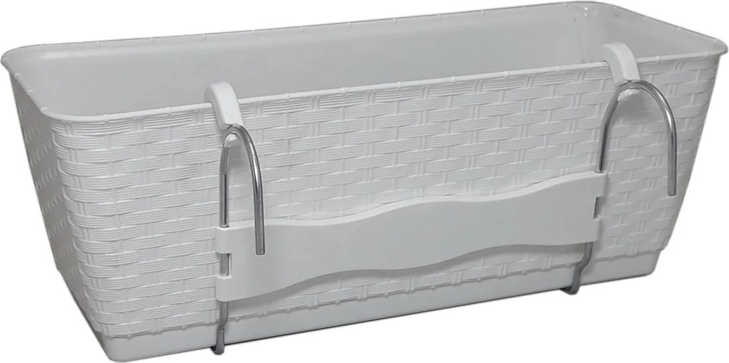 Plastový balkónový kvetináč DRL400PW 38,6 cm - biela