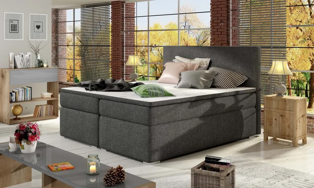 Moderná box spring posteľ Dione 180x200, šedá