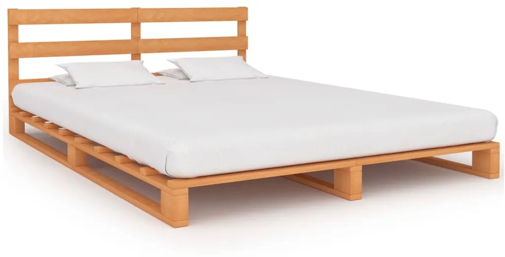 vidaXL Paletový posteľný rám, hnedý, borovicový masív 200x200 cm
