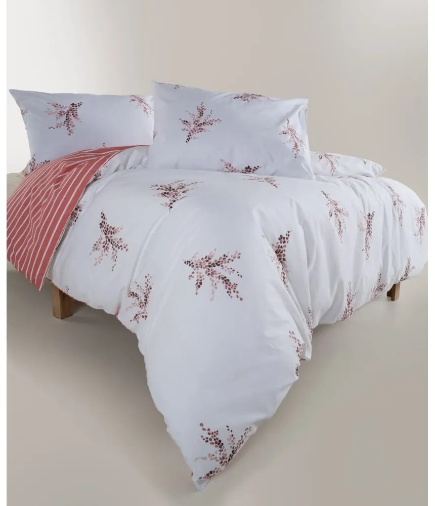 Biele/ružové obliečky na jednolôžko z bavlny Renforcé 140x200 cm Breeze Floral – Mila Home Luxury