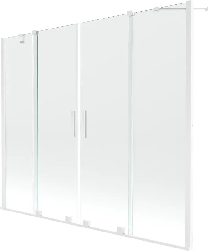 Mexen Velar Duo, vaňová zástena 2-krídlová s posuvnými dverami 190 x 150 cm, 8mm číre sklo, biely profil, 896-190-000-02-20