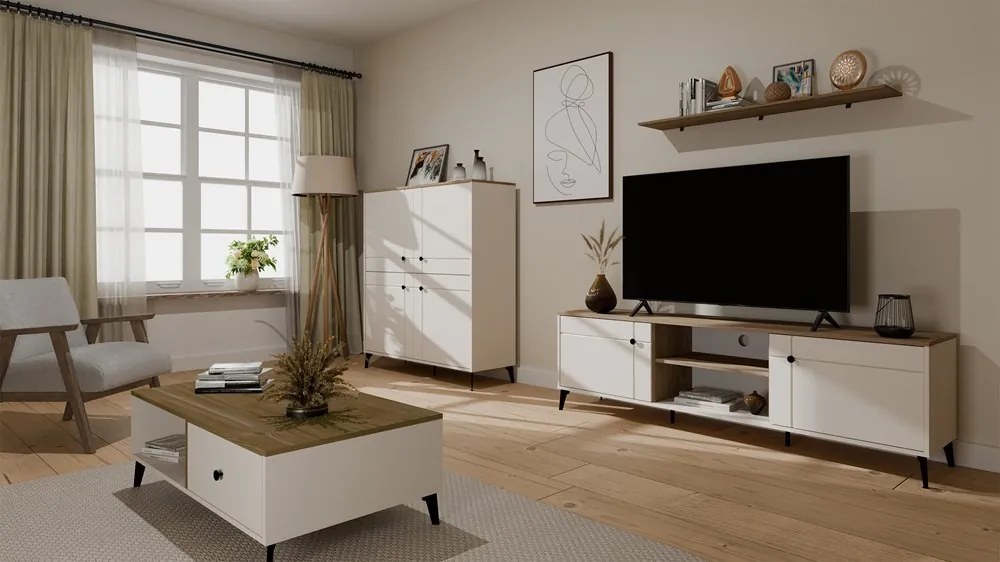 Konferenční stolek Point 110 cm dub Castello/kašmírový