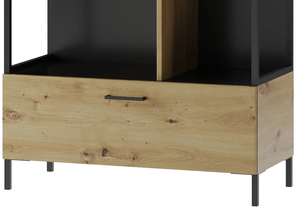 Regál Lucas II 16 90 cm dub Artisan/čierny
