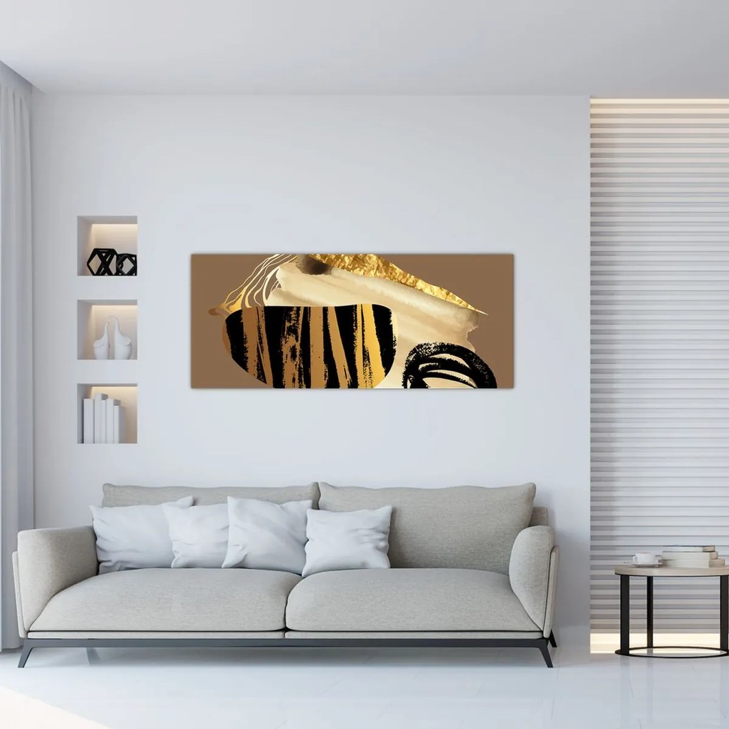 Obraz - Abstrakcia golden brown N⁰2 (120x50 cm)