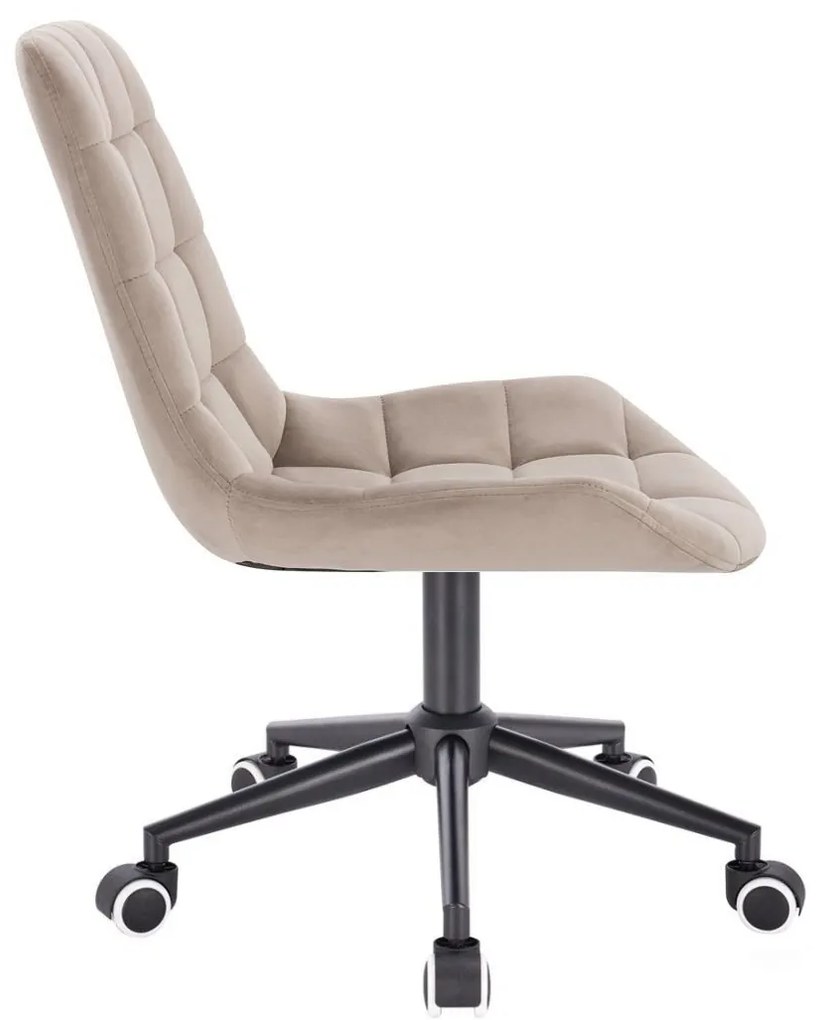 LuxuryForm DESIGN Stolička PARIS VELUR na čiernej podstave s kolieskami - latte