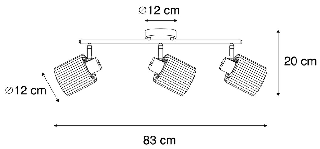 Stropné bodové svetlo čierne s dymovým sklom 3-svetlo nastaviteľné - Laura