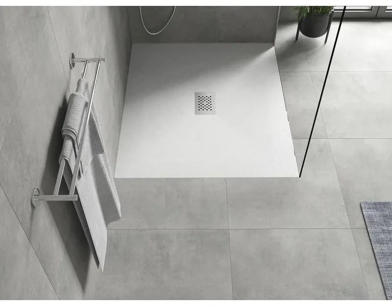 Mexen Hugo, obdĺžniková sprchová vanička SMC 110 x 100 cm, biela, oceľová krytka, 42101011-X