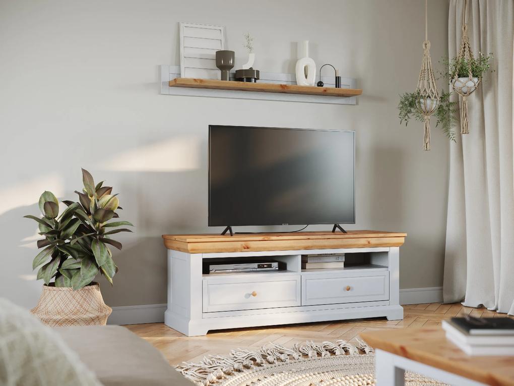 PROXIMA.store - Rustikálny drevený TV stolík - MARONE ELITE FARBA: biela - prírodná borovica