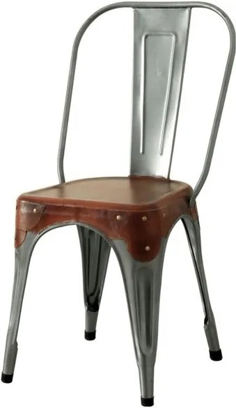 Sconto Jedálenská stolička IRON železo almond/hnedý kožený poťah