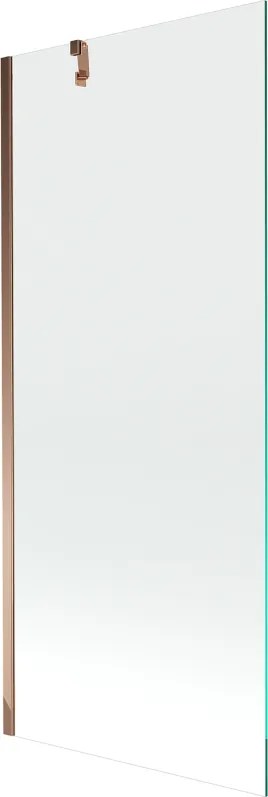 Mexen Next, vaňová  zástena 1-krídlová 80 x 150 cm, fixné krídlo, 6 mm číre sklo, ružové zlato profil, 895-080-000-00-00-60
