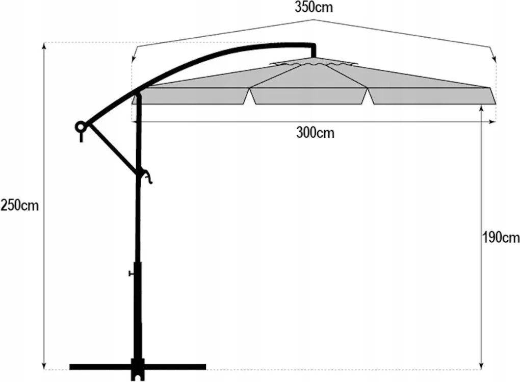 Záhradný skladací slnečník ARCADIA 300 cm, sivý