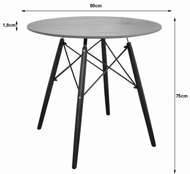 Okrúhly stôl TODI 80 cm popol