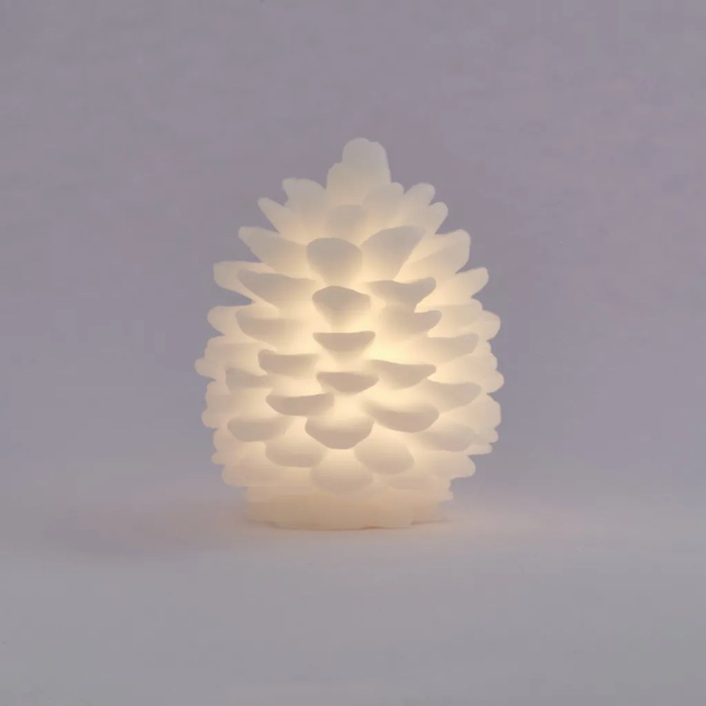 DECOLED LED svíčka, vosková, šiška, 14 x 18,5 cm, bílá