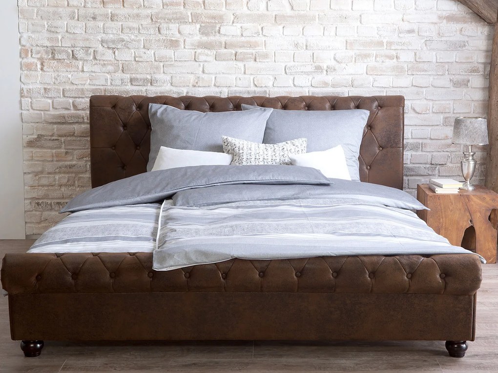 (2638) Chesterfield luxusná posteľ hnedá 180x200cm