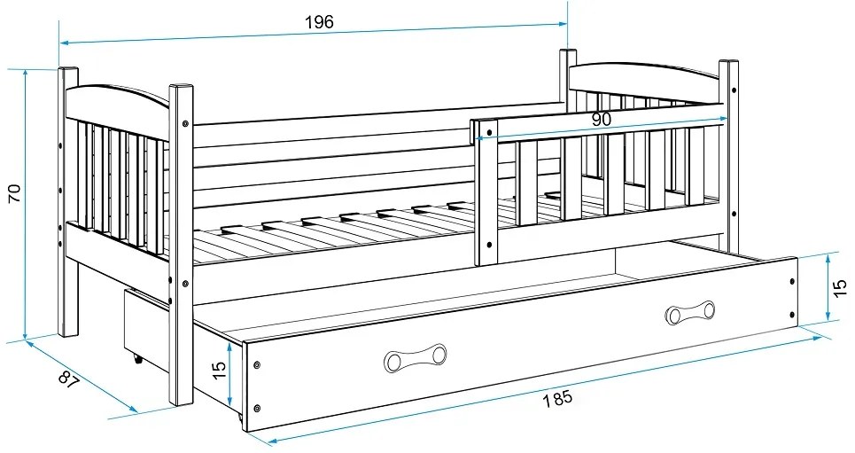Posteľ KUBO 1 190x90 Biela
