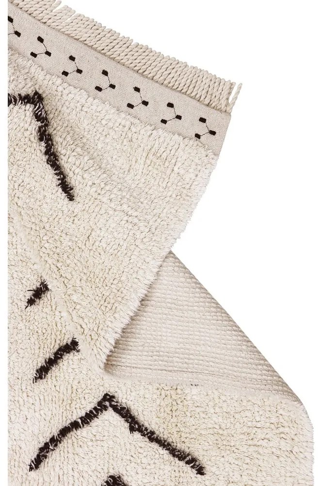 Krémový prateľný ručne tkaný bavlnený koberec 170x240 cm Bereber Rhombs – Lorena Canals