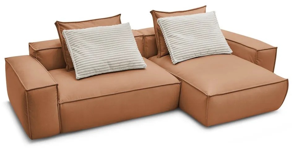 Hnedá rohová pohovka z imitácie kože (variabilná) Boheme – Bobochic Paris
