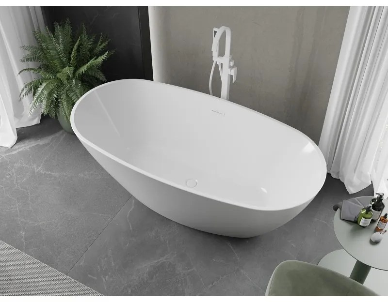Mexen Eris, voľne stojaca vaňa 155 x 80 cm, biela, biely prepad, 53441558000-20
