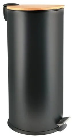 Spirella pedálový odpadkový kôš ADONIS matná čierna oceľ bambusové veko 30 L 10.21091