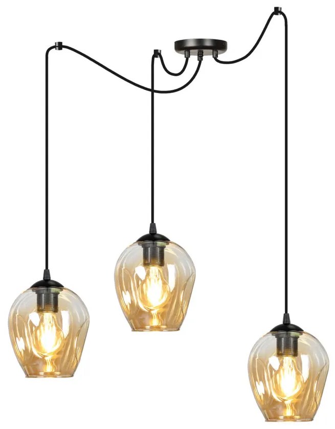 LEVEL 3 | dizajnová káblová závesná lampa Farba: Čierna / medová