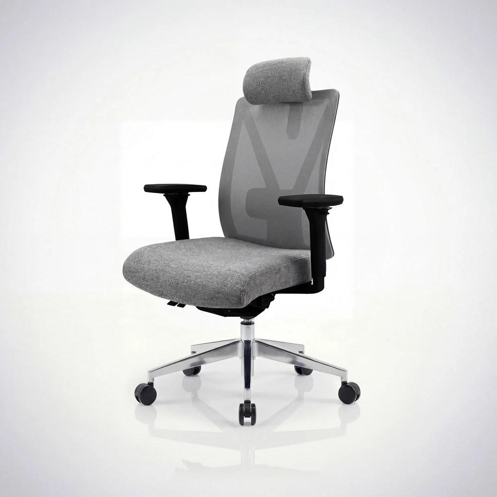 Ergonomická otočná kancelárska stolička so sieťovaným operadlom, sivá: VECTOR